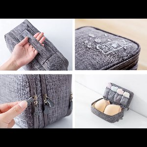 Koffer organiser - Grijs - waterdicht - duurzaam - polyester - gevoerd - opberger - ritssluiting - compartimenten - tassenverdeler - geordend - binnentas - organizer - tasorganizer - ondergoedopberger - sokkenopberger