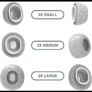 Foam eartips geschikt voor Airpods Pro (2) - licht grijs - 6× Mix (2×S + 2×M + 2×L) - zachte memory foam opzet oortjes - foamigo®