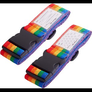 OW-Travel Bagageriemen voor Koffers (Regenboog: 2 stuks) Goed zichtbare stevige Kofferbanden met bagagelabels. Reiskoffer riemen. Bagageriem Kofferband reis riem voor Kofferbagage. Tas band Kofferriem