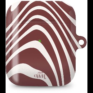 xoxo Wildhearts hoesje geschikt voor AirPods 1 & 2 - Boogie Wonderland Red - Ook als telefoonhoesje verkrijgbaar - schokbestendige case - koptelefoonhoes - Beschermhoes met met golvende print - golven - rood