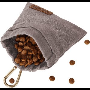 MAGICSHE Beloningstasje Voor Honden Met Automatische Sluiting - Handsfree Trainingstas Hond Met Karabijnhaak - Kleine Voederzak Voor Honden - 12 X 12 Cm Grijs