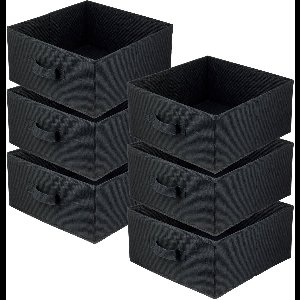 LAVITA® Opbergmand Textiel - 31x31x15 Zwart 6 Stuks - Opbergbox Kast Organizer Opbergdoos - Kastlade Verdeler Voor Kleding Ondergoed Badkamer Kledingkast - Vouwdoos Stoffen Doos Opbergdozen