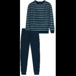 Uncover by Schiesser Heren lange pyjama nachtblauw - UNCOVER Nachtkleding Heren Pyjamaset - nachtblauw