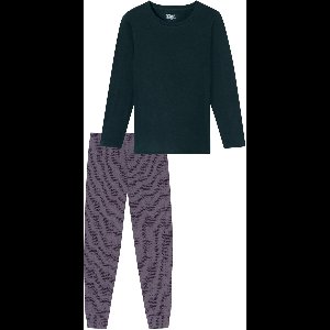 Uncover by Schiesser Lange pyjama voor dames van 100% katoen - Uncover by SCHIESSER Dames Pyjamaset - nachtblauw