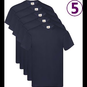 Fruit of the Loom T-shirts Original 5 st S katoen marineblauw