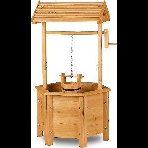 Waterput Tuin - Met Emmer En Zwengel - Houten Tuindecoratie - Sierput - HxBxD 82 x 47 x 41 cm - Natuurlijke Kleur
