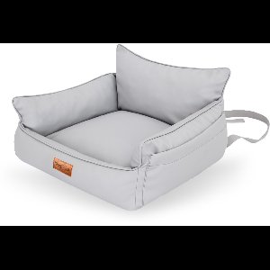 Voorstoel Honden Autostoel Mand – DogSeat Nova Cruise ® – Licht Grijs Leatherlook – Voor Kleine Honden – Met veiligheidsriem, gesp en gordel slot – Voorstoel & Achterbank – Waterafstotend & Krasbestendig – Luxe Autostoel Hond – Machinewasbaar