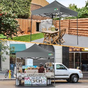 Vouwpaviljoen 2x2m Grijs – NoaHome Luxe Waterdichte Pop-up Partytent met Draagtas – Stevig Stalen Frame, 3 Hoogte-instellingen, UV-bescherming 50+ – Tuinpaviljoen, Strandtent, Kampeertent, Zonwering