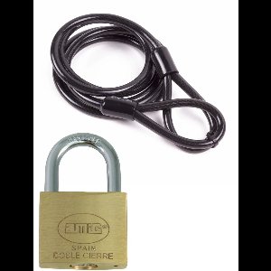 Amig staalkabel met hangslot 70 mm - kabel geplastificeerd 1.5 m x 8 mm - hangslot met 2 sleutels - spullen vastzetten - anti diefstal