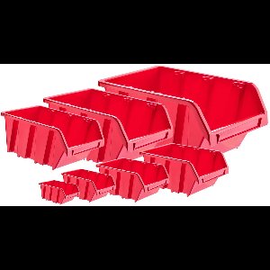 KADAX Workshop stapelkist, stapelbox van PP-kunststof, opbergbox in verschillende maten, opbergdozen voor gereedschapswand, opbergdoos, sorteerdoos (rood, 20 stuks, 290 x 200 mm)