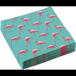 Flamingo servetten - 60x - 33 x 33 cm - feestservetten - tropische versiering - lunch servetjes - hawaii decoratie