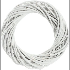 KADAX Decoratieve krans, ideaal als deurkrans, krans van natuurlijke wilg, rotankrans, tafelkrans, natuurlijke krans, wilgenring, wilgenkrans voor het decoreren van ramen (wit, 20 cm)