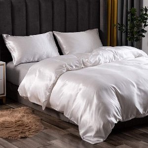 Glans Satijn Dekbedovertrek Beauty Silk Wit - Lits-jumeaux 240 x 200/220 cm + 2 kussensloop 60x70cm - Glans Satijn - Silk Dekbedovertrek