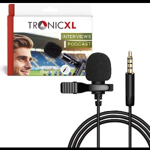 TronicXL Premium Reversmicrofoon op 3,5 mm jack plug I Lavalier revers mic voor uw smartphone - mobiele telefoon - camera camcorder - laptop – interview - video livestreaming - podcast