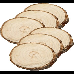 Creativ Decoratie boomschijven met bast - 24x - 9 x 6 cm - boomschijfjes onderzetters - hout