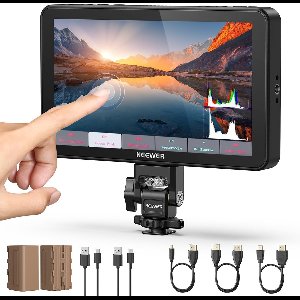 NEEWER F700 7" cameramonitor, 2000 nit HD 1920 x 1080 IPS-touchscreen met 3D LUT, 4K HDMI-loop-in/uit met Peak Focus DSLR Video Assist HDR-golfvorm, cold shoe-bevestiging, 2 NP-F750-accu's en kabels
