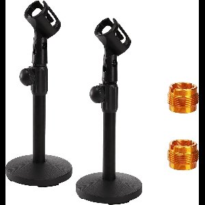 Stunq® Set van 2 tafelmicrofoonstatieven met microfoonklem, verstelbare microfoonstandaard Tafelmicrofoonstandaard voor sneeuwbal, vonk, andere microfoons, 2 metalen schroefadapters