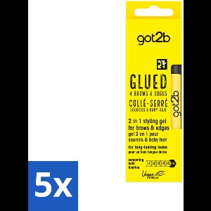 5 x Got2B - 2-in-1 Gel - Brows & Edges Transparant - 16 ml - Wenkbrauwen Stylen - Haarranden Fixeren - Transparante Gel - 2-in-1 Gel - Babyhaartjes Stylen