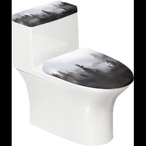 Set van 2 Universele Toiletbril en -reservoirhoezen met Mosbos Print