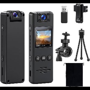 Bodycam - Action Cam - Bewegingsdetectie - 180º Draaibare Lens - Bodycam Politie - Spycam - Full HD - Zwart