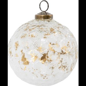 HomeBound by KY | Glazen kerstbal white & gold | 10x10x10cm | kerstbal