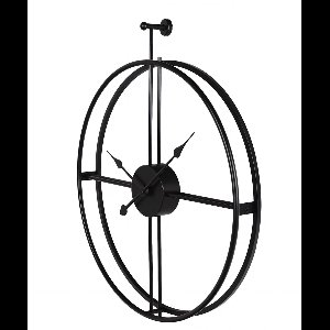 IvoQ Grote Industriële Wandklok – 60 CM – Zwart Metaal – Industrieel & Modern Design