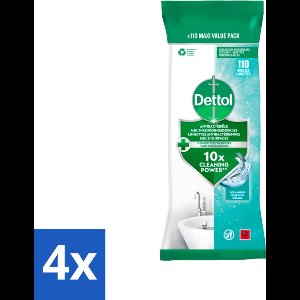 Dettol - Antibacteriële Multi-reinigingsdoekjes - Ocean - Biologisch Afbreekbaar - 110 stuks per verpakking - Voordeelverpakking - 4 stuks