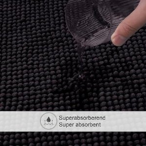 Selbro ® Pluizige Badmat Anti-Slip | Super Absorberend - ideaal voor badkamer, douche, bad of WC | Zwart - 45x45 cm