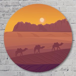 Muurcirkel ⌀ 70 cm - Muurcirkel Egyptisch landschap - Aluminium Dibond - Landschappen - Rond Schilderij - Wandcirkel - Wanddecoratie