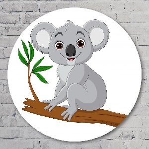 Muurcirkel ⌀ 70 cm - Schattige Koala Tekening - Aluminium Dibond - Dieren - Rond Schilderij - Wandcirkel - Wanddecoratie