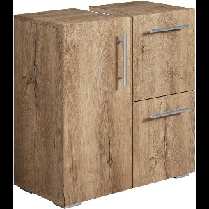 Goodivery ® Stijlvolle Badkamermeubelset – Bruin Eiken – Vloer- en Wastafelmeubel