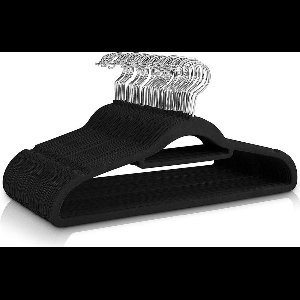 50 XEMM Kledinghangers - Met broeklat - Suede kledinghangers - Kleerhangers - Zwart