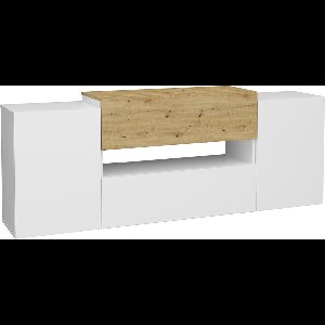 FMD - Tv-meubel - 182x33x70,2 - cm - artisan - eikenkleurig - wit