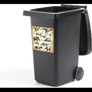 Container sticker Dinosaurus illustratie - Een illustratie van een collectie dinosaurussen Klikosticker - 40x40 cm - kliko sticker - weerbestendige containersticker