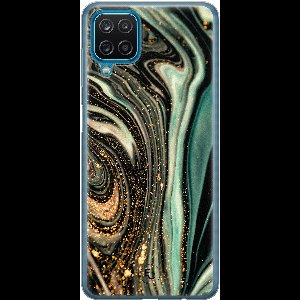 Hoesje geschikt voor Samsung Galaxy A12 - Marble khaki - Soft Case - TPU - Marmer - Groen - ELLECHIQ