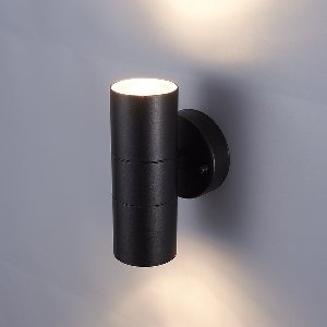 HOFTRONIC Blenda - LED Wandlamp - Up and Down Light Rond - Mat Zwart - 2x GU10 5W 450lm 2700k Warm wit - IP44 Waterdicht - Geschikt als Wandlamp Buiten, Wandlamp Badkamer en Binnen - 3 jaar garantie