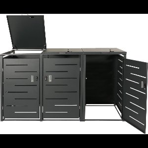 Cosmo Casa - XL 3-/6-Bak Afvalcontainer Omkasting - Uitbreidbare Vuilnisbak Box - 116x212x98cm - Antraciet Staal 100kg