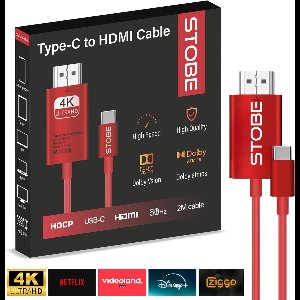 STOBE® USB-C naar HDMI streaming kabel - HDCP ondersteuning voor films - 4K@60Hz - 2 meter - Geschikt voor mini beamers - telefoon - laptop - tv - monitor