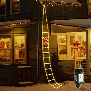 LED-Kerstman Ladder Met Lichtsnoer - 3m LED - Kerstverlichting Met Timer - Geheugenfunctie & 8 Modi Voor Binnen En Buiten - Warm Wit