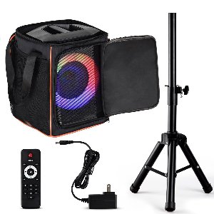 Pyle Bluetooth Party Speaker – 8 inch Woofer – 120W – TWS, USB/Micro SD/FM – LED Ringverlichting – Inclusief Statief & Tas – Draagbaar – Binnen/Buiten