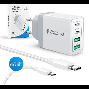 Dynabright Snellader - 40W - USB Adapter - Incl. USB-C kabel - 4 poorten - USB-C & USB-A - Oplader - USB Stekker