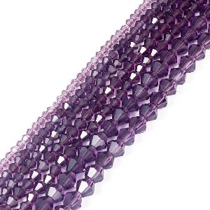 16 Strands Faceted Glass Beads Bicone Crystal Glass Beads Loose Spacer Beads for Bracelets Jewelry Making Door Decoration, Purple