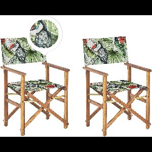 BELIANI CINE - Tuinstoel set van 2 - Groen/Hout/Toekan - Polyester