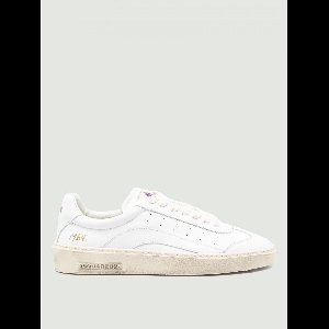 Leather Lace-Up Sneakers - White