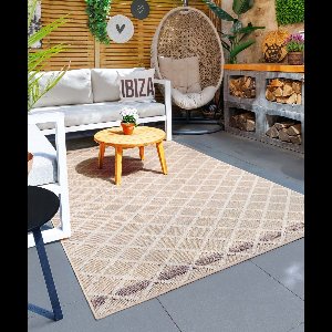Buitenkleed ruiten - Retreat beige 120x170 cm
