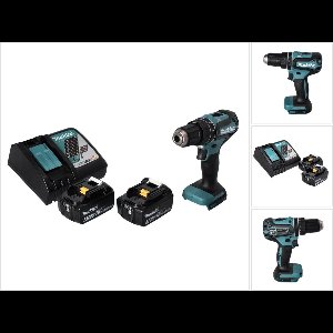 Makita DHP 485 RF accu-klopboormachine 18 V 50 Nm borstelloos + 2x accu 3,0 Ah + oplader