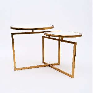 2 Tier Round Table With Marble Top