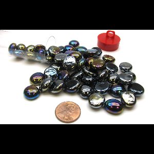 Chessex Glass Gaming Stones - Black Opal Iridized (40+)