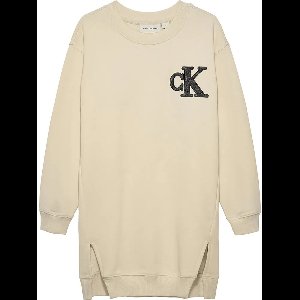 Calvin Klein Towling Monogram Terry Lang Mouw Jurk Beige 16 Years Meisjes