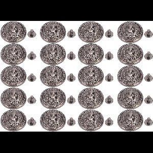 Rivet Kit Zinklegering 20 Klinknagels & Schroeven - Lion Head Design - Tassen Schoenen Kleding Handwerk - Zilver Zwart